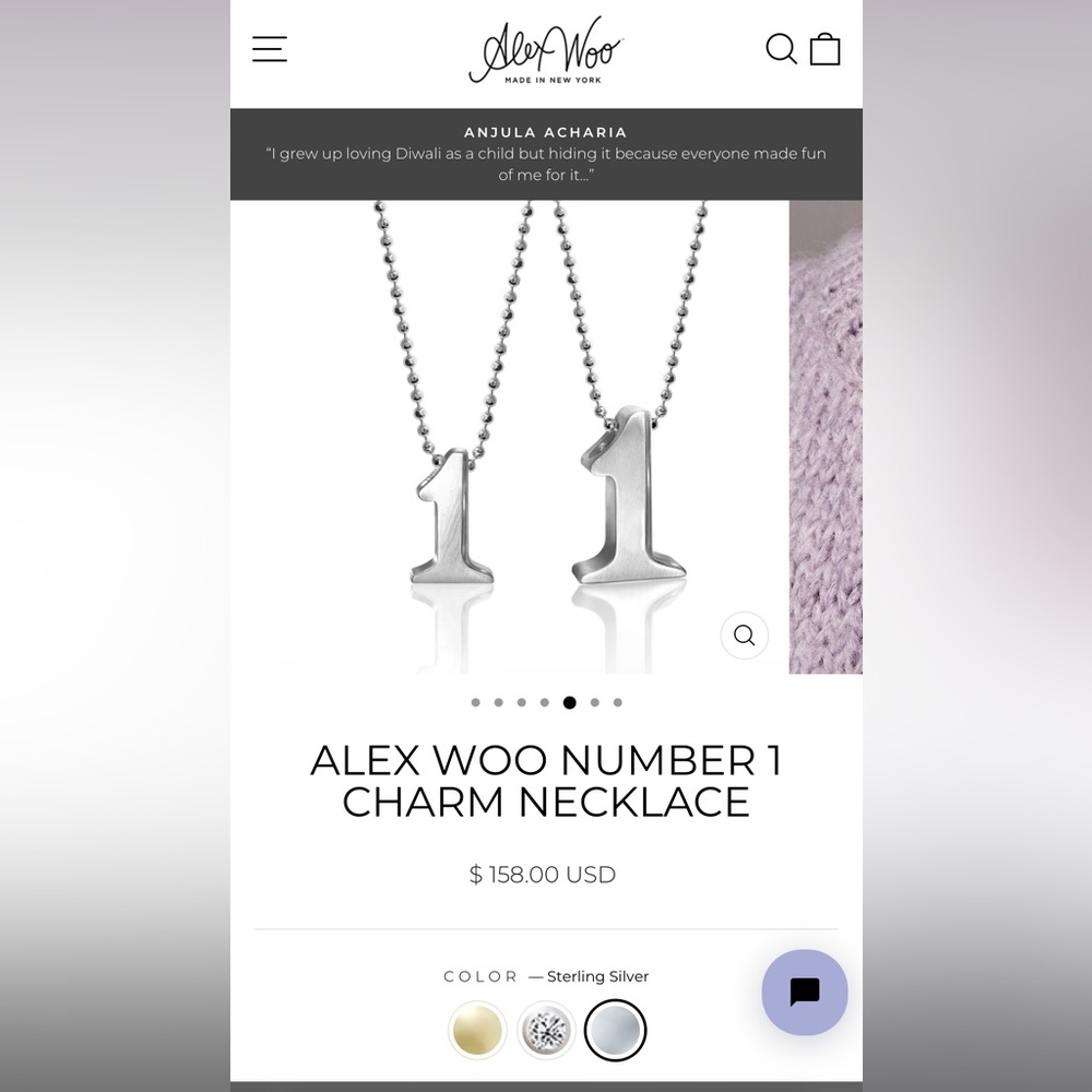 Alex Woo “1” silver necklace